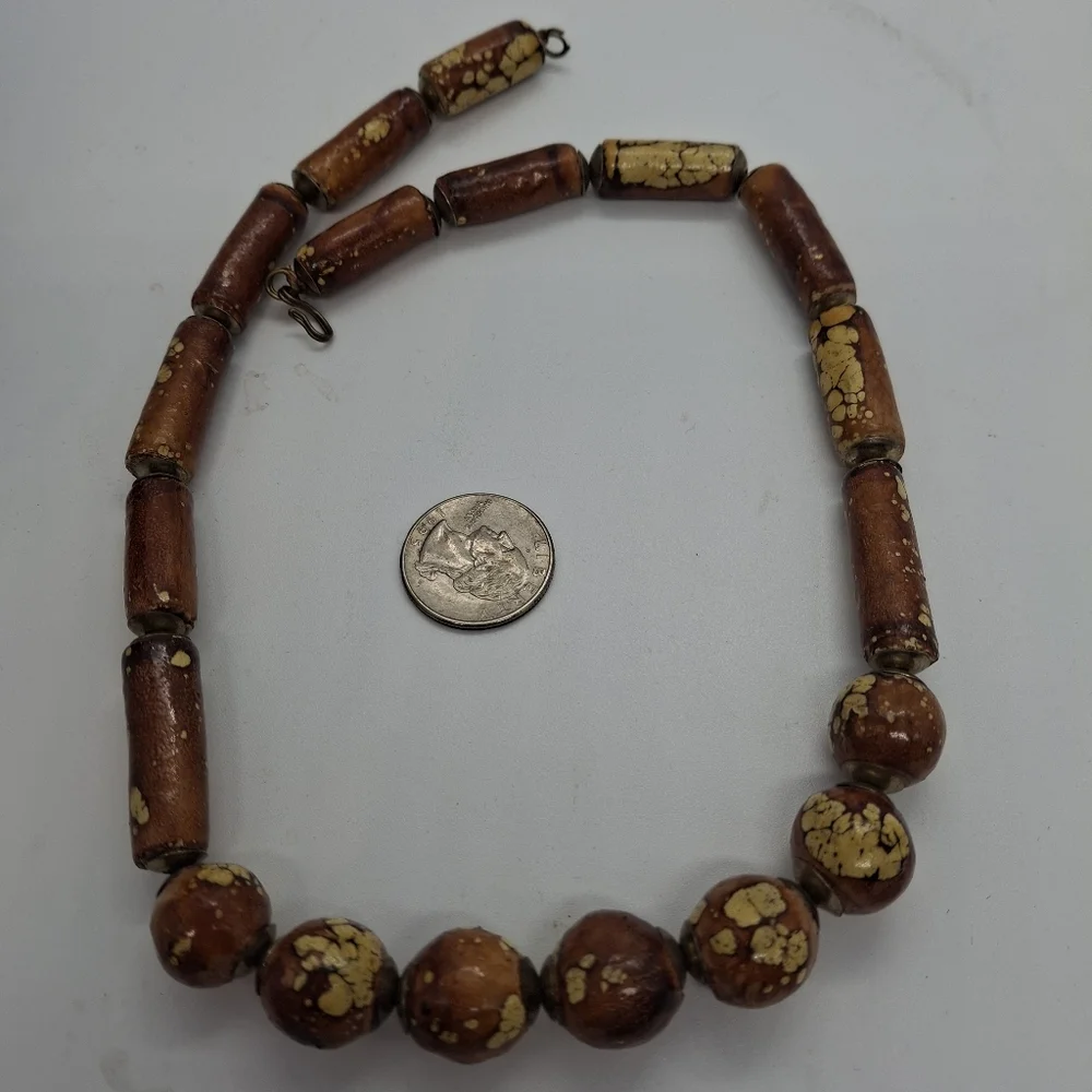 Wooden Brown Boho Bead Necklace - Picture 6 of 6